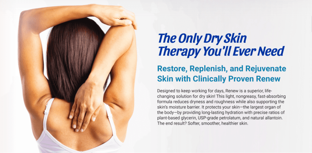 The Only Dry Skin Therapy poster on the display