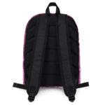 A Backpack Celtic Fuchsia Pink and Burgundy and Black Highland Plaid, can hold up to a 15" Laptop, or Tablet, many pockets for more, Padded Shoulder Straps with a zipper.