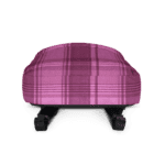 A Backpack Celtic Fucia Pink and Burgundy and Black Highland Plaid, can hold up to a 15" Laptop, or Tablet, many pockets for more, Padded Shoulder Straps on a white background.