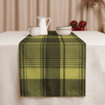 Green and black plaid table runner.