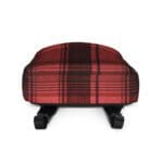 A Backpack in Celtic Red Highland Plaid, can hold up to a 15" Laptop, or Tablet, many pockets for more, Padded Shoulder Strapssturdy, Water Resistant on a white background.