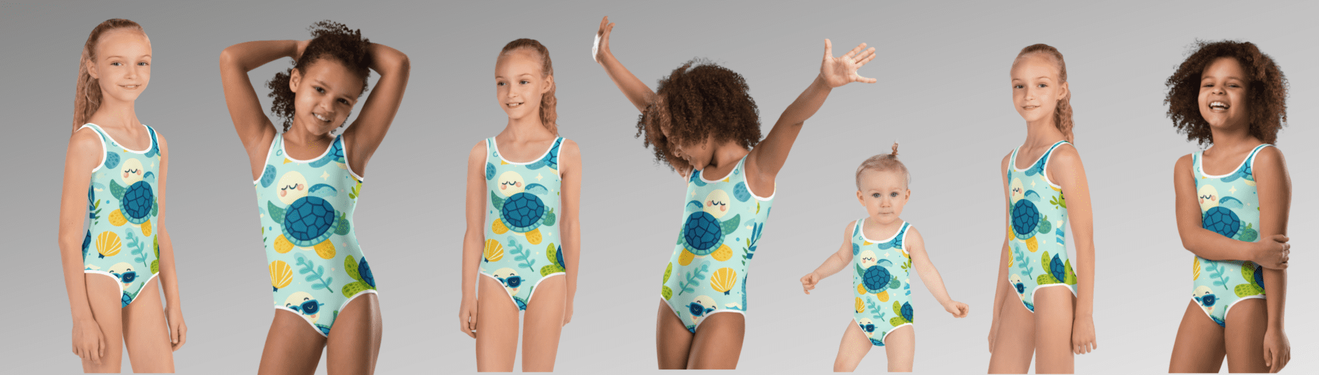 BANNER - ALL COLORS GIRLS TURTLE SWIMSUITS