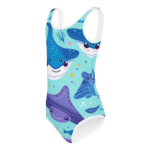 Blue and purple manta ray swimsuit.