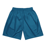 Blue athletic shorts with elastic waistband.