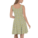 Woman wearing a floral print dress.