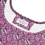 Pink floral fabric with a "Frazer Living" tag.