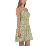 Woman wearing a floral sundress.