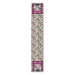 Highland cow with floral pattern table runner.