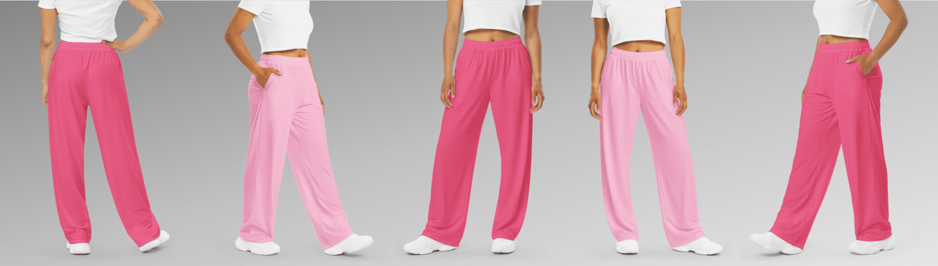 Women in pink pants and white tops.