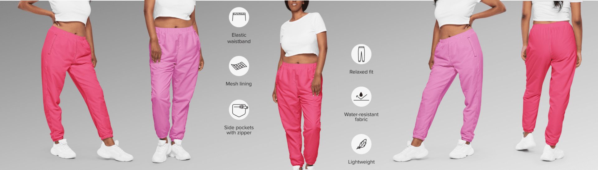 Pink relaxed fit women's sweatpants.