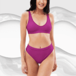 Woman wearing a magenta bikini