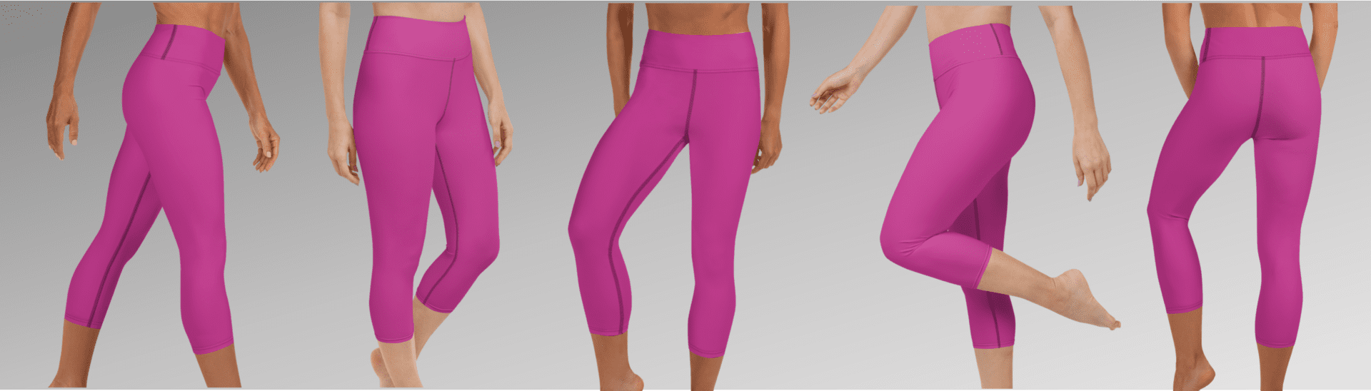 Pink yoga pants with a high waist.