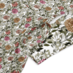 Floral fabric with a folded edge.