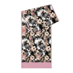 Pink and black floral patterned scarf.