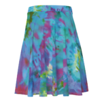 Tie-dye pleated skirt with blue and pink hues.