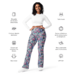 Woman wearing floral print pants.