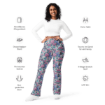 Woman wearing floral print pants.