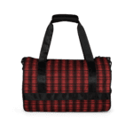 Red and black plaid duffel bag.