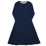 Navy blue long-sleeved skater dress.