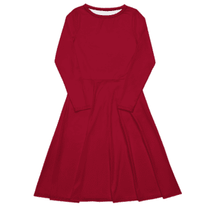 Red long-sleeved skater dress.