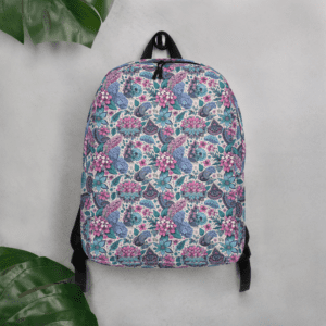 Floral backpack with paisley pattern.