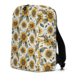 Sunflower patterned backpack with black straps.