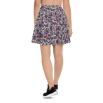 Woman wearing a floral print skater skirt.