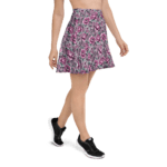 Woman wearing a floral skater skirt.