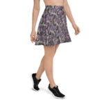 Woman wearing a floral print skater skirt.