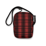 Red and black plaid shoulder bag.