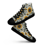 Sunflower print high-top sneakers.