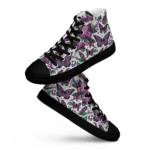 Purple butterfly high top sneakers.