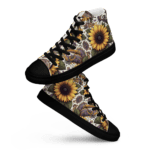 Sunflower and paisley print high-top sneakers.