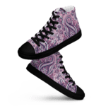 Pink paisley pattern high top sneakers.