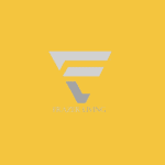 Frazer Living logo, gray on yellow.