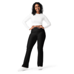 Woman in white shirt and black pants.