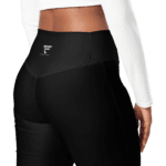 Black leggings with a logo on the back.