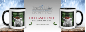 <img src="highland-holly-mug.jpg" alt="Highland Holly Ceramic Mug by Frazer Living, featuring a festive design with holly leaves on Celtic Red and Green Plaid, available in 15 oz and 11 oz sizes">