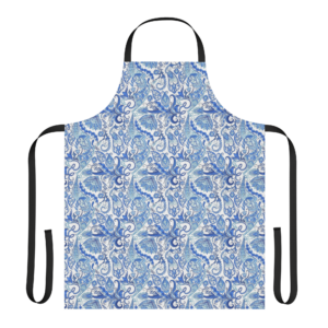 Masie Indigo Paisley | Strap Apron | Cobalt Blue on White | Premium Luxe
