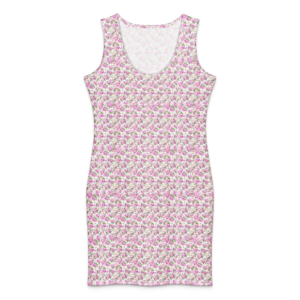 Cottage Chic | Cotton Bodycon Dress | Blush Pink Petals on White | Sizes 2XS - XL | Premium Luxe