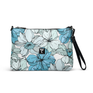 Coastal Bloom | Crossbody Bag | Blue Mist Floral Collage on White | Premium Luxe