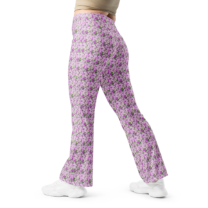 Secret Garden | Fuchsia Pink Peoney Florals on Lilac Fog | High Waist, Flared Leg, Stretch Pants | Premium Luxe