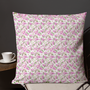 Cottage Bloom | Premium Linen Zip Pillow with Insert | Pastel Pink on White | 18x18", 12x20", 22x22" | Premium Luxe | 7-9 days