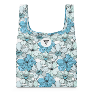 Coastal Bloom | Shopping Bag | Blue Mist Floral Collage on White | Premium Luxe