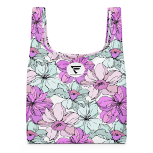 Lakeside Bloom | Shopping Bag | Fuchsia Pink and Mint Florals on White | Premium Luxe