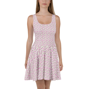 Cottage Chic | Skater Dress | Blush Pink Petals on White | Premium Luxe