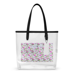 Secret Garden | Clear tote bag | Pink Apple Blossoms and Fuchsia Peony Florals | Premium Luxe | One Size