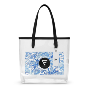 Masie Indigo Paisley | Clear Tote Bag | Cobalt Blue on White | Premium Luxe
