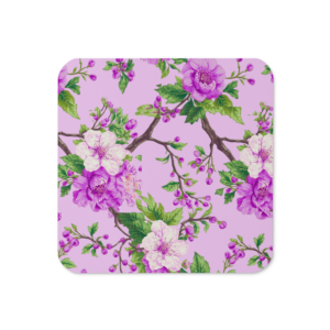 Secret Garden | Cork-back Coaster | Fuchsia Pink Peoney Florals on Lilac Fog| | 9-11 days | Premium Luxe