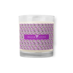 Secret Garden | Hand Poured Soy Wax Candle in a Glass Carafe | Peonie Pink Florals on Lilac | Unscented Natural Aroma | Premium Luxe
